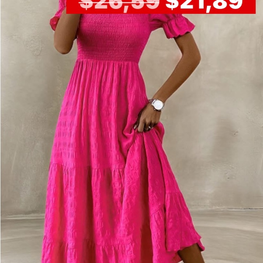 SHEIN Vibrant Pink Maxi Dress